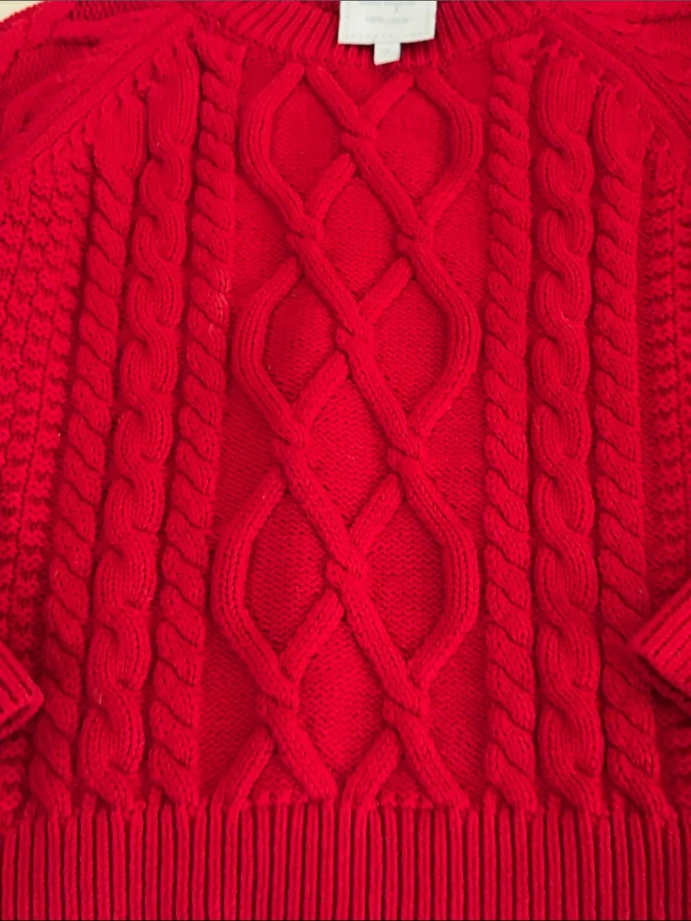 Kids Sz Red 💯 cotton Cable Knit Sweater - like new condition